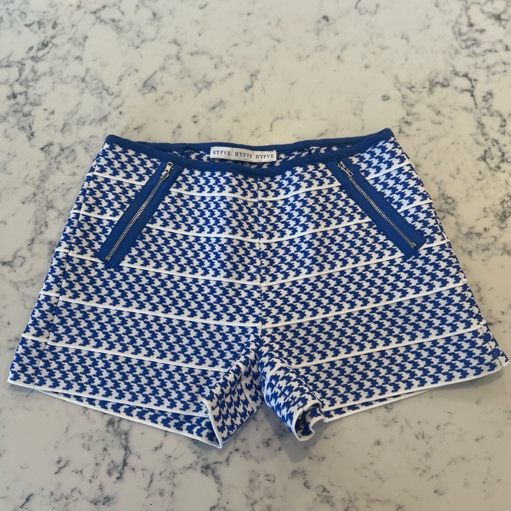 HYFVE Blue and White High Waist Shorts